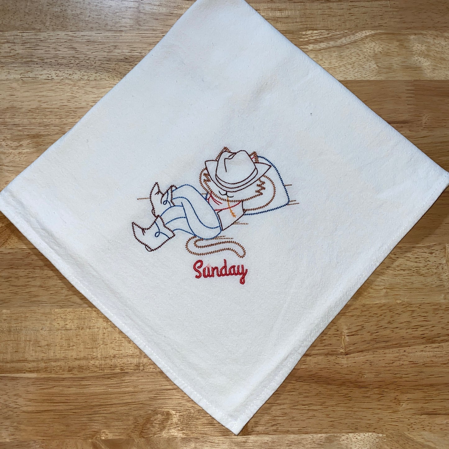 Curious Cowboy Cat Flour Sack Dish Towels