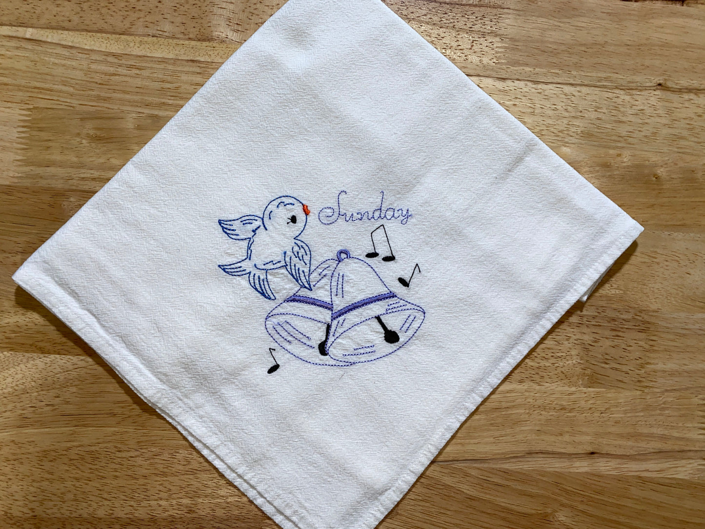 Small Blue Birds Flour Sack Dish Towels