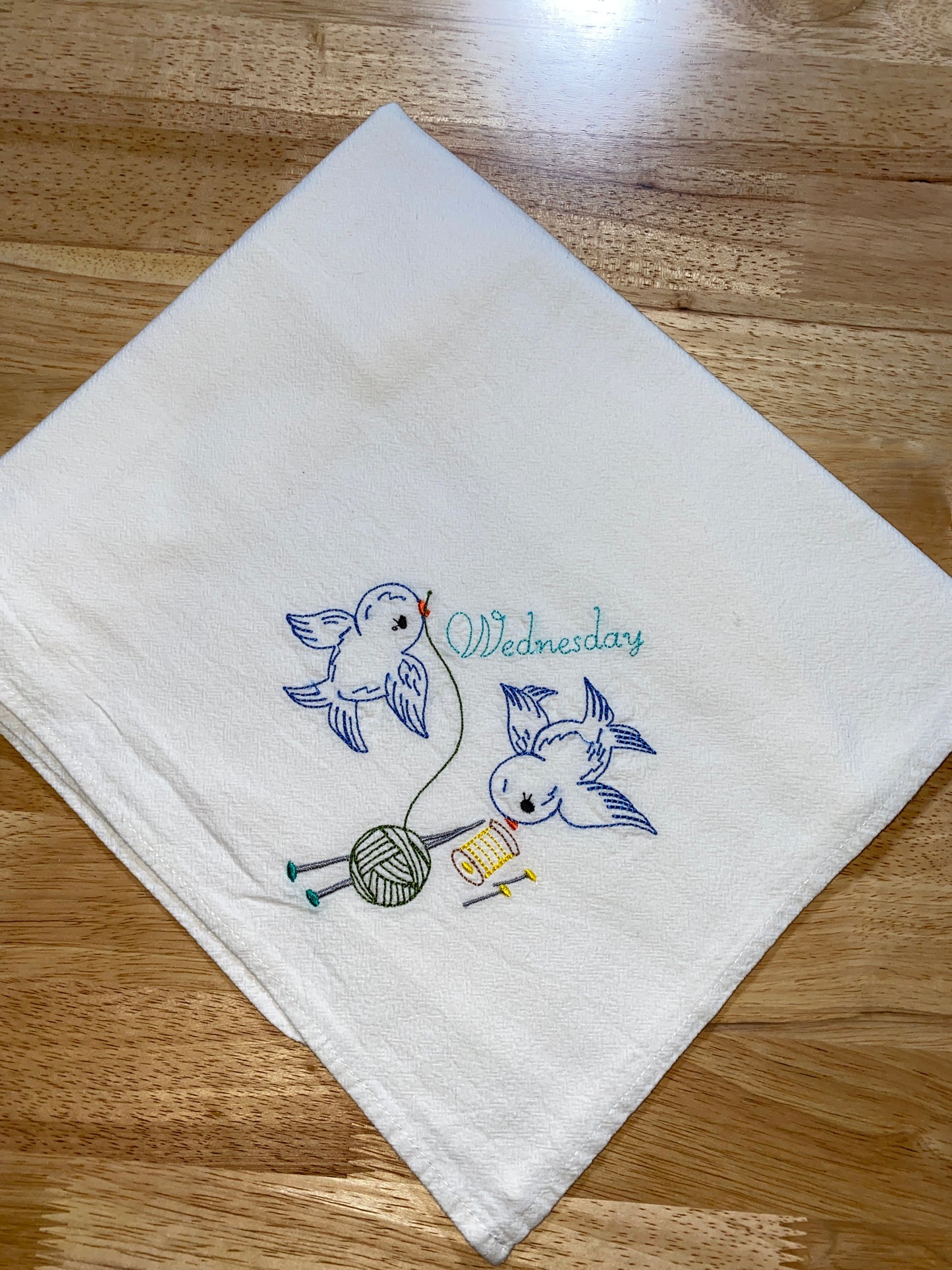 Small Blue Birds Flour Sack Dish Towels