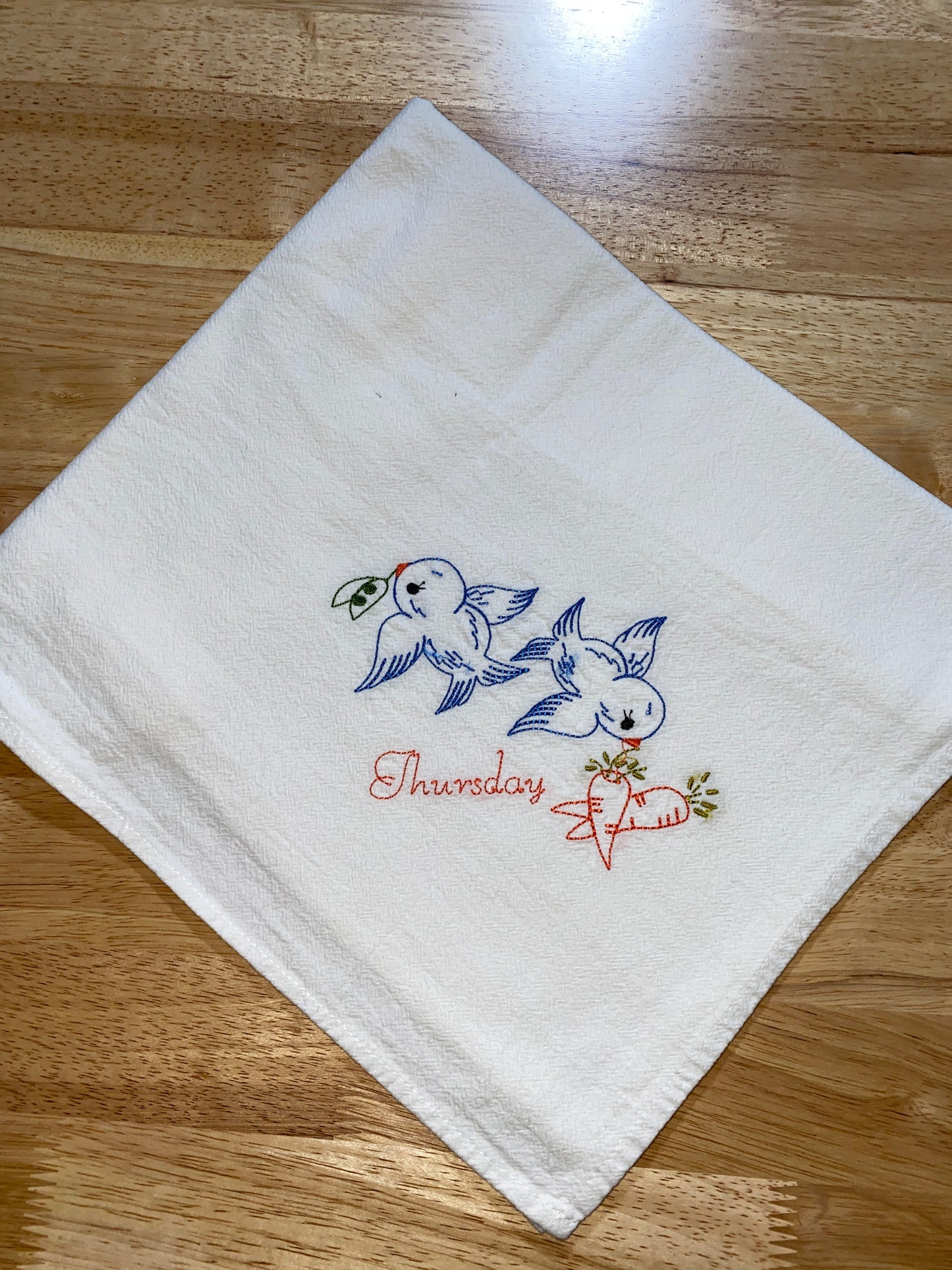 Small Blue Birds Flour Sack Dish Towels