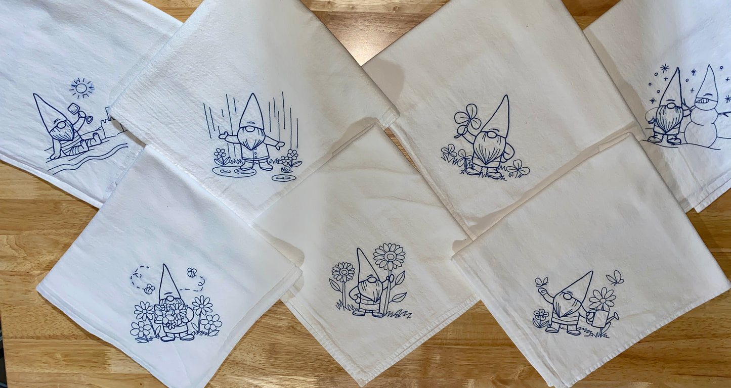 Gnome All Seasons Flour Sack Dish Towels