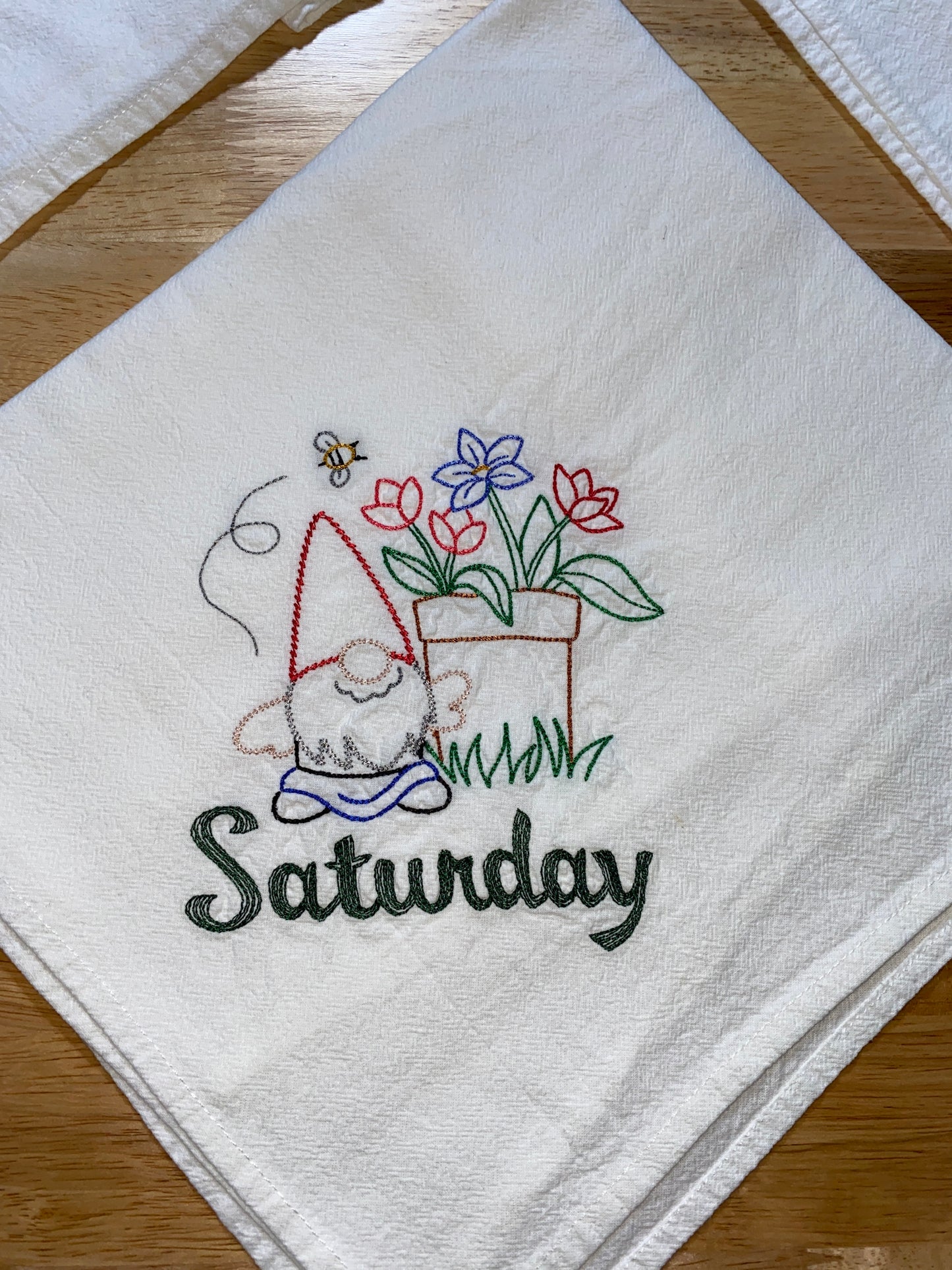 Garden Gnomes Nisse Flour Sack Dish Towels