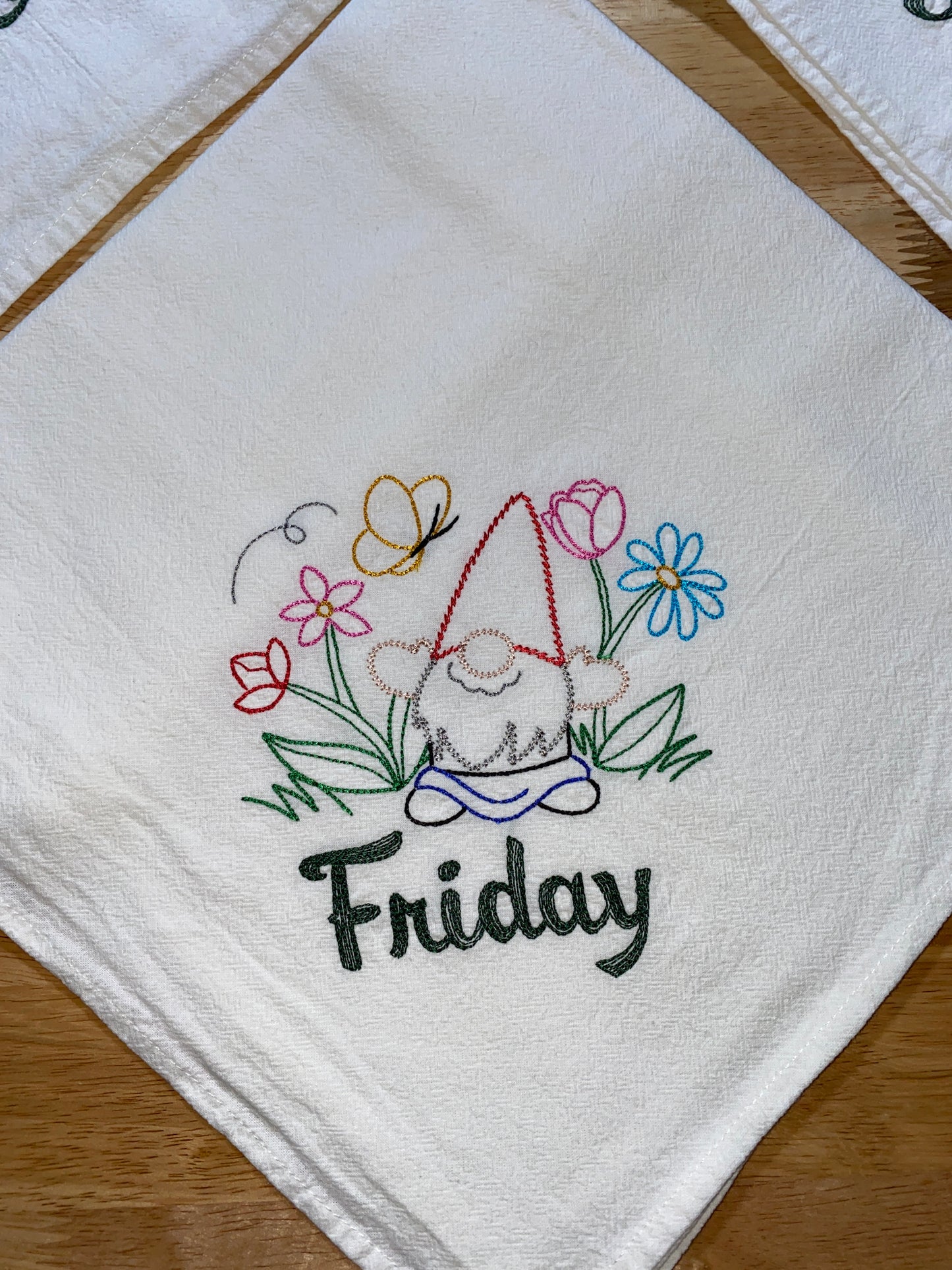 Garden Gnomes Nisse Flour Sack Dish Towels