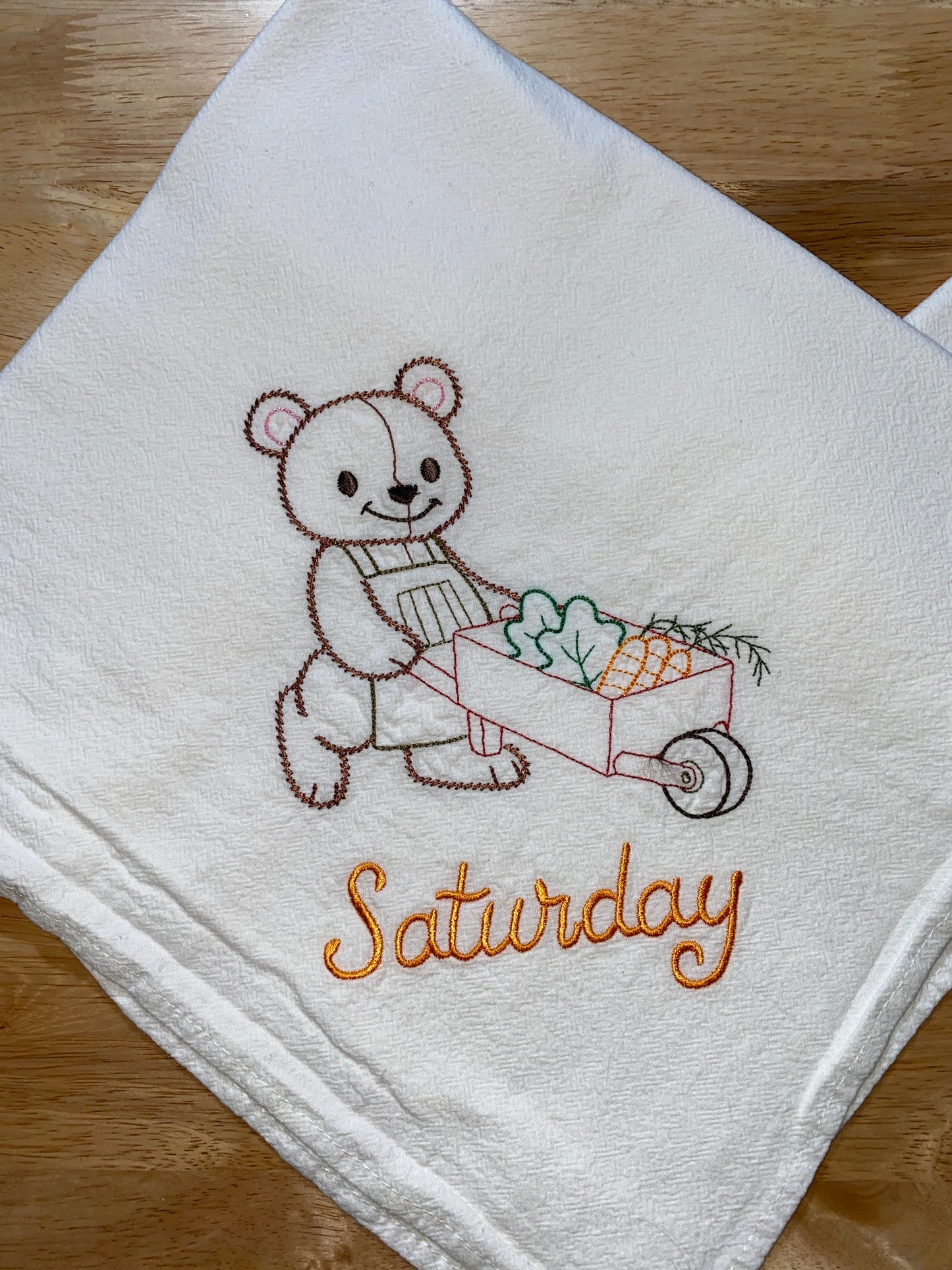 Teddy Bear Flour Sack Dish Towels