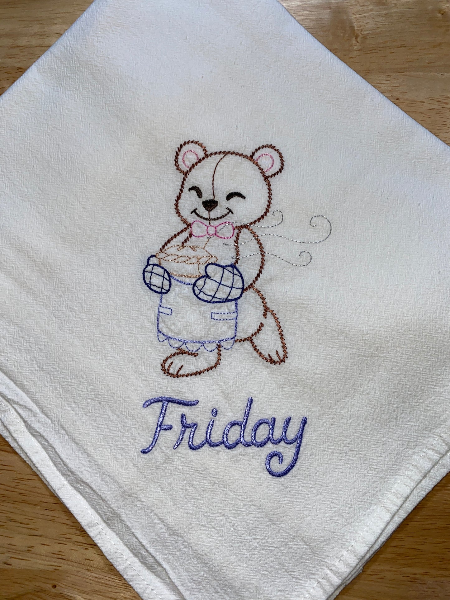 Teddy Bear Flour Sack Dish Towels