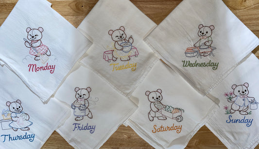 Teddy Bear Flour Sack Dish Towels
