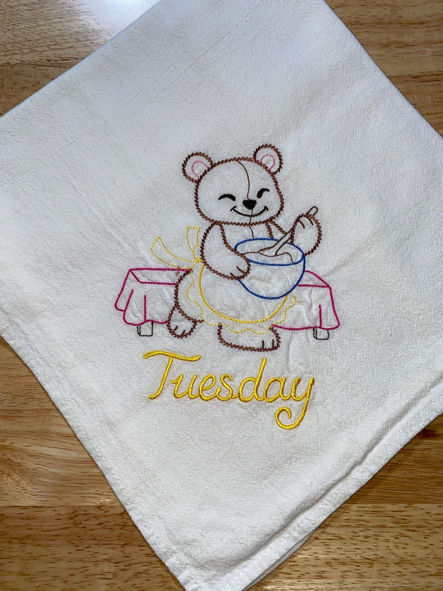 Teddy Bear Flour Sack Dish Towels
