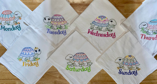 Turtle Theme Flour Sack Dish Towels