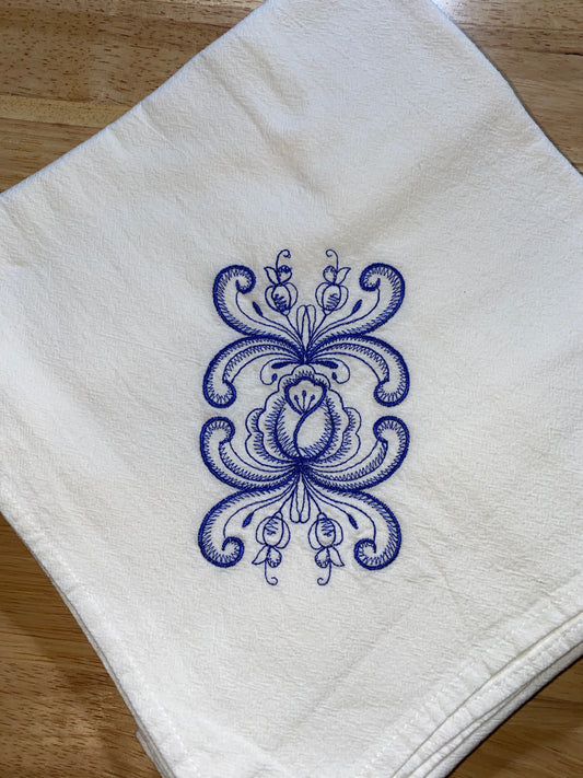 Rosemaled Rectangle Flour Sack Dish Towels