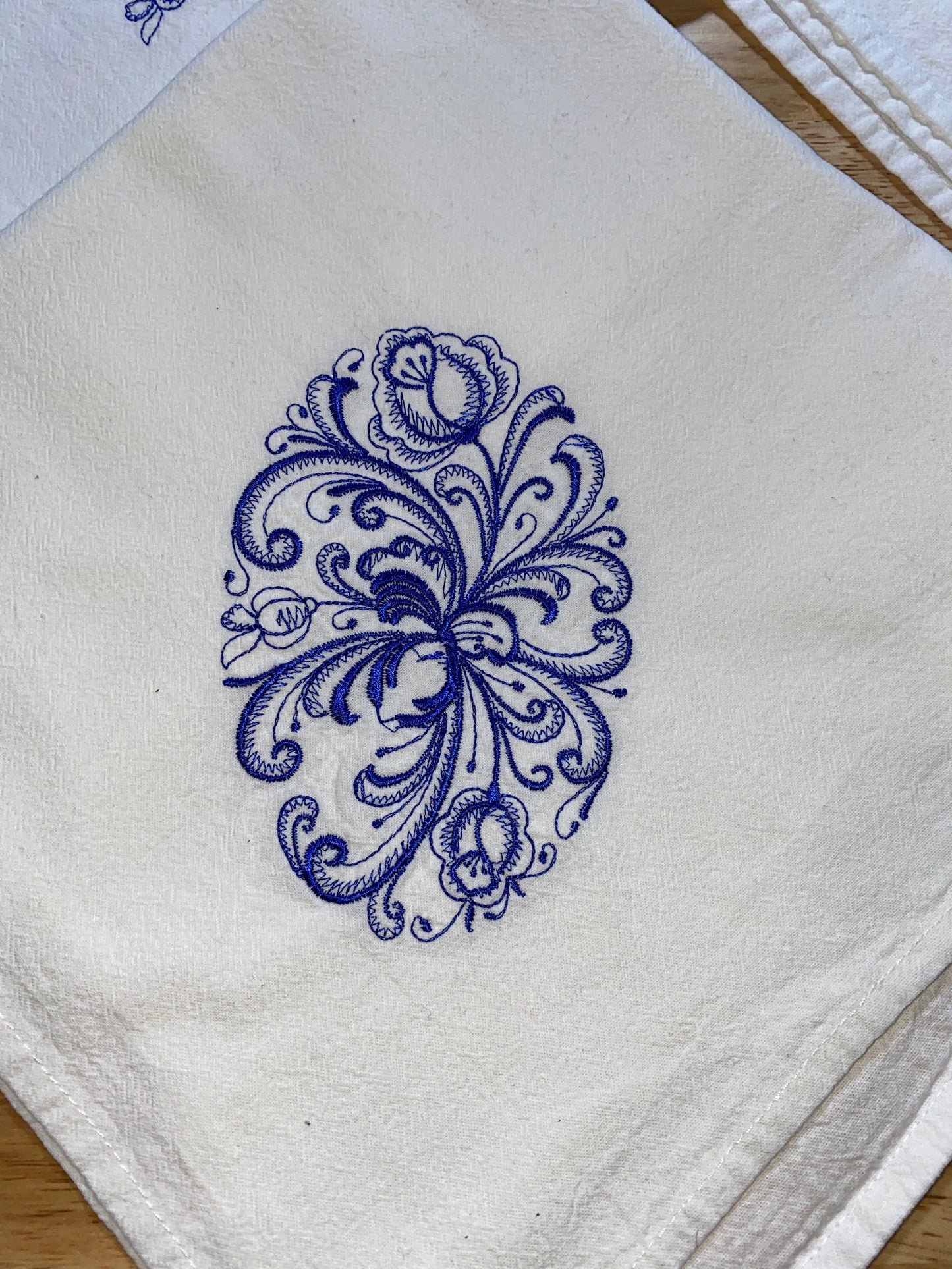 Rosemaled Flour Sack Dish Towels