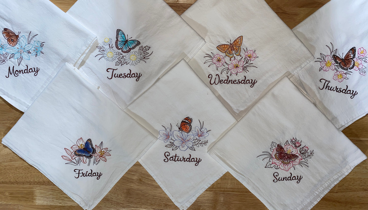 Butterfly Theme Flour Sack Dish Towels