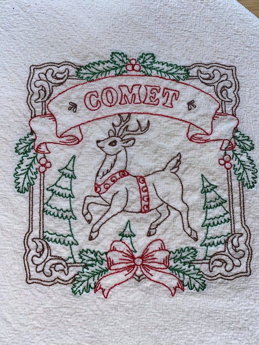 Closeout - Comet Reindeer Christmas Flour Sack Towel