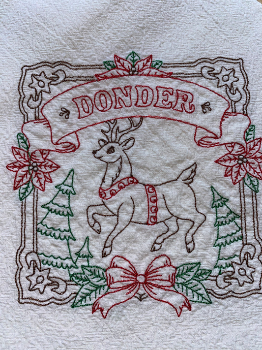 Closeout - Donder Reindeer Christmas Flour Sack Towel