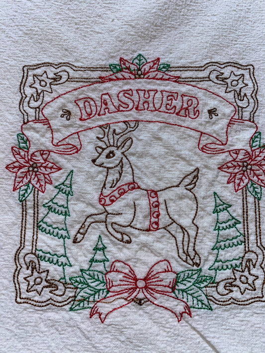 Closeout - Dasher Reindeer Christmas Flour Sack Towel