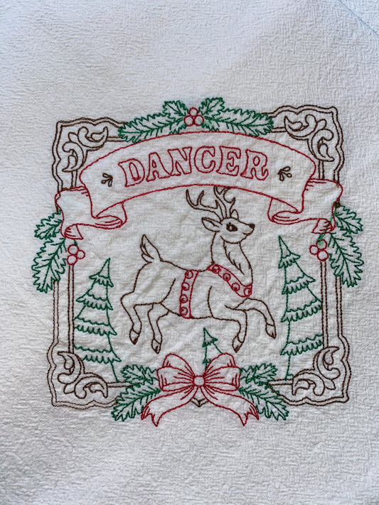 Closeout - Dancer Reindeer Christmas Flour Sack Towel