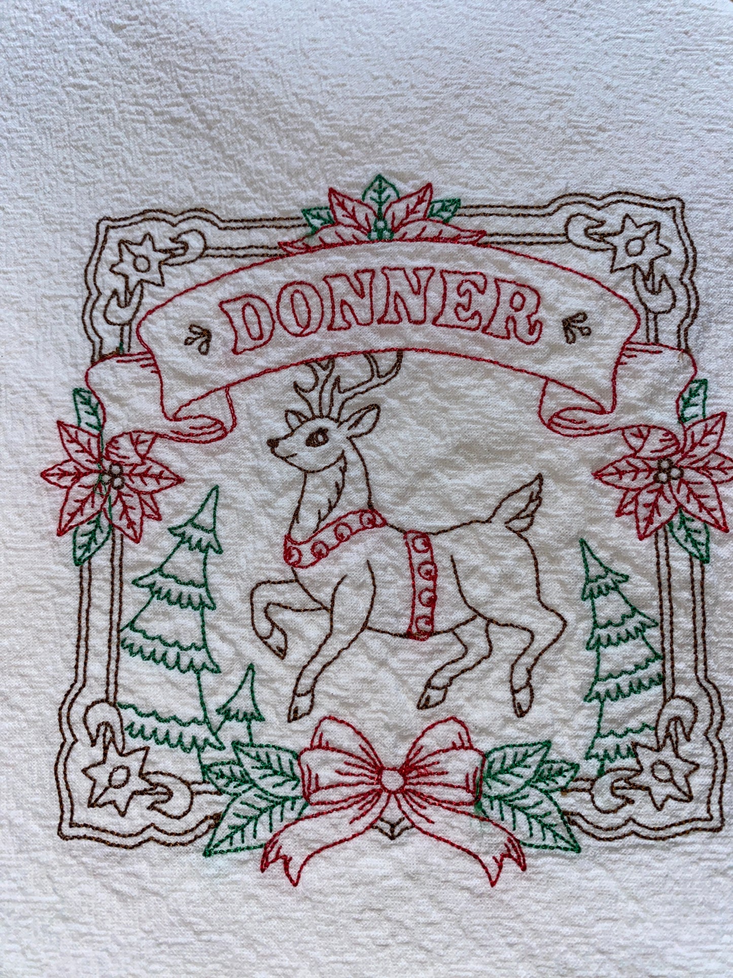 Closeout - Donner Reindeer Christmas Flour Sack Towel