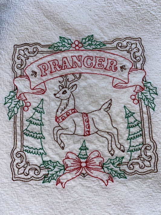Closeout - Prancer Reindeer Christmas Flour Sack Towel