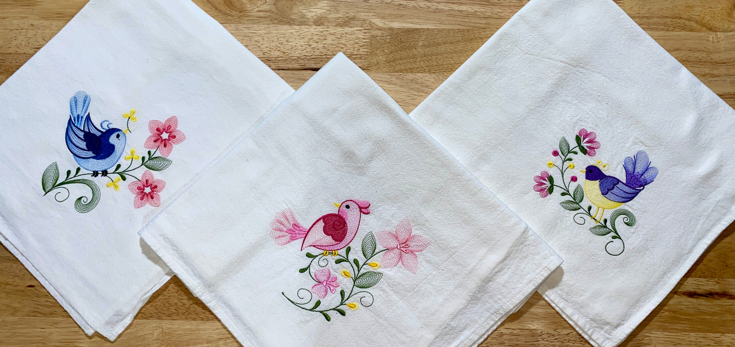 Fluffy Pink Bird - Flour Sack Towel
