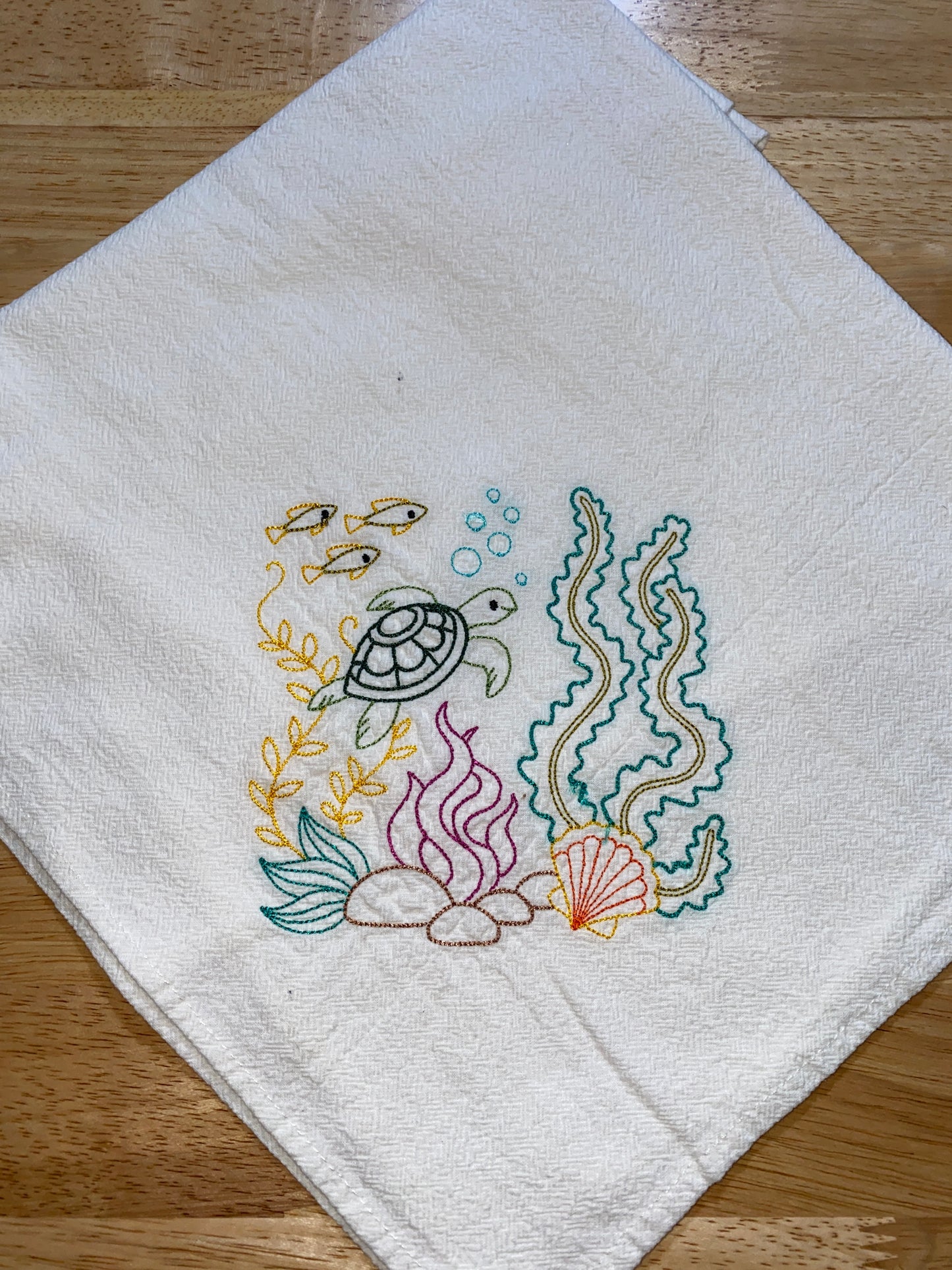 Coral Theme Flour Sack Dish Towels