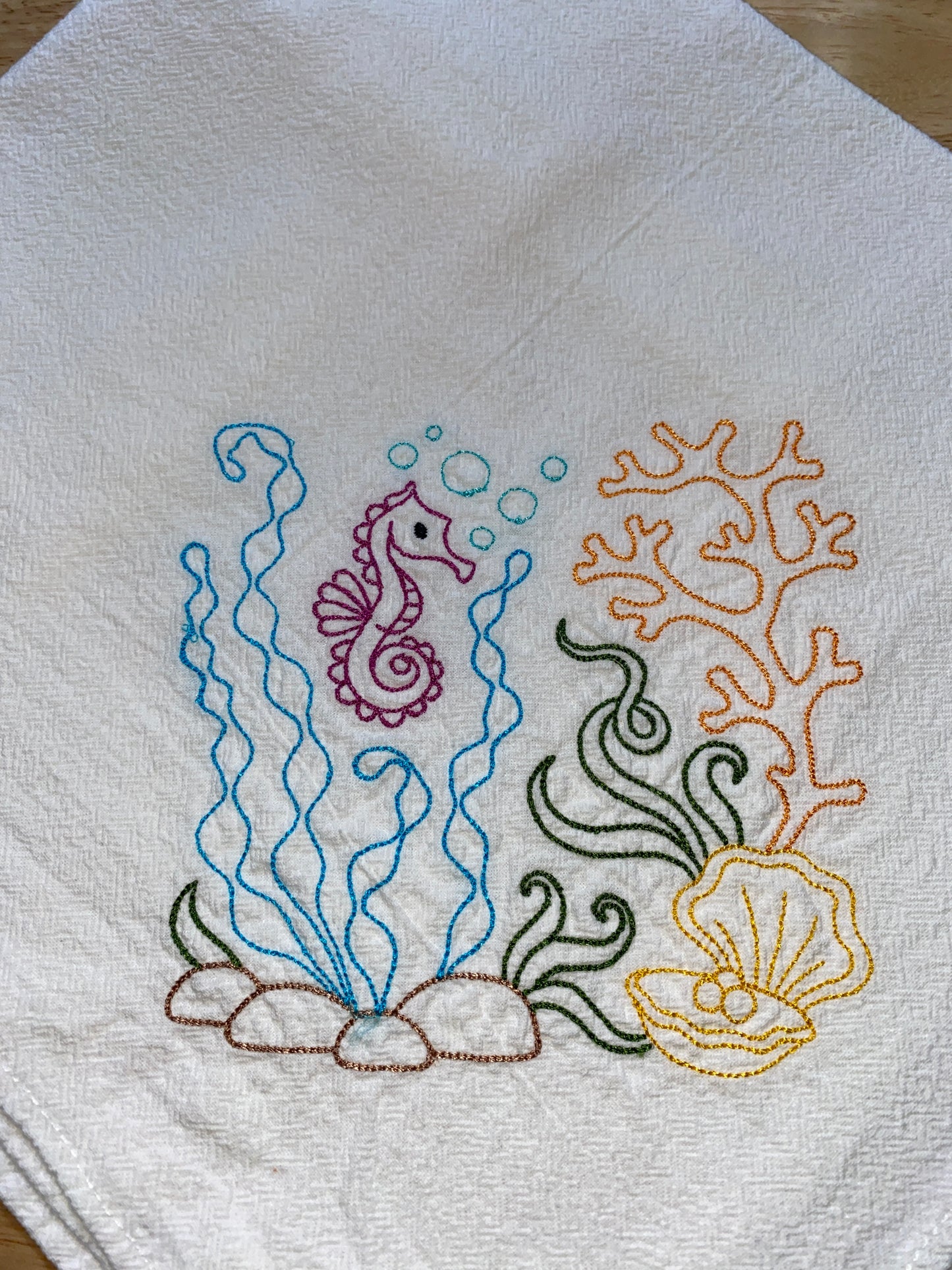 Coral Theme Flour Sack Dish Towels