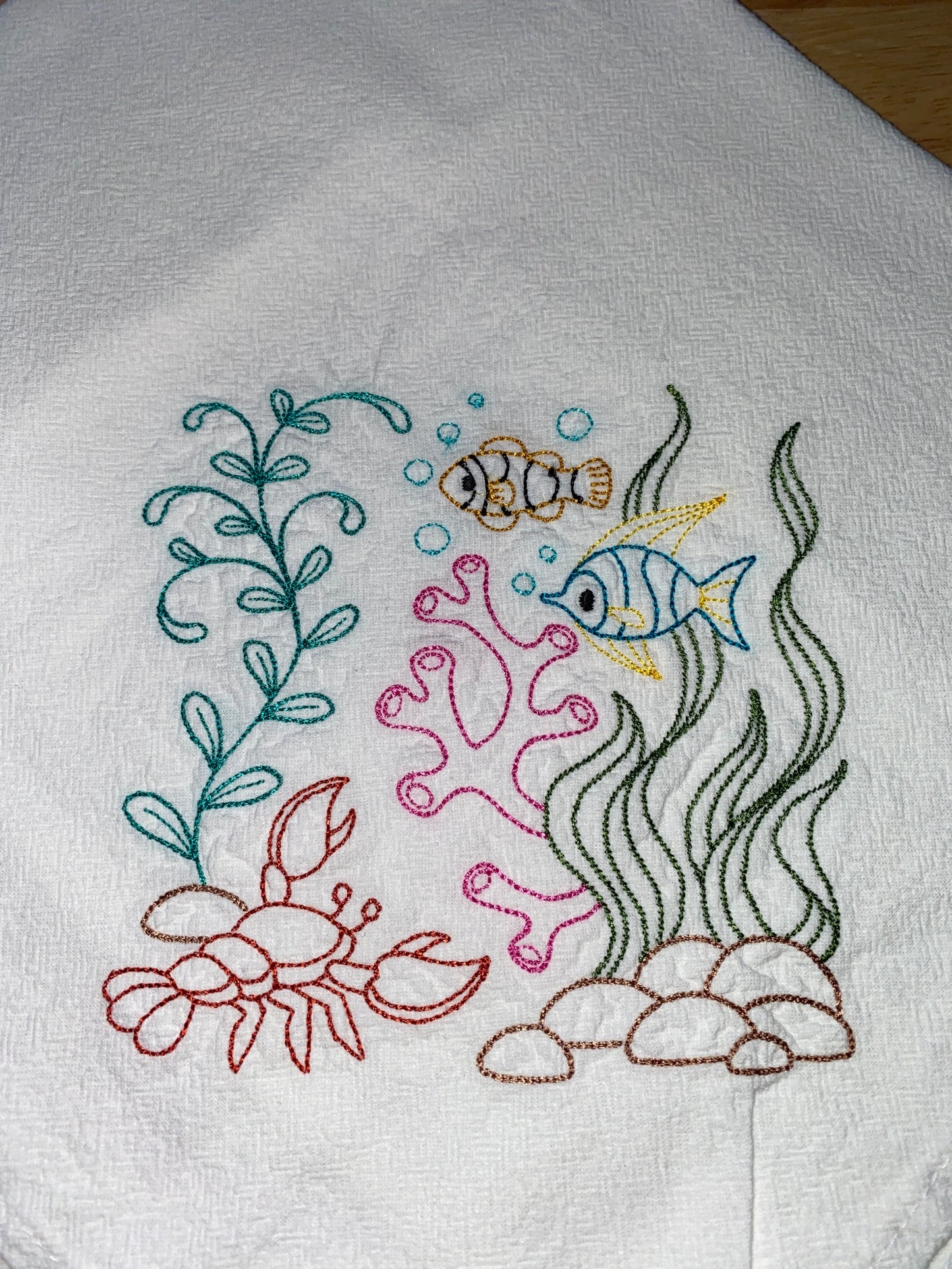 Coral Theme Flour Sack Dish Towels