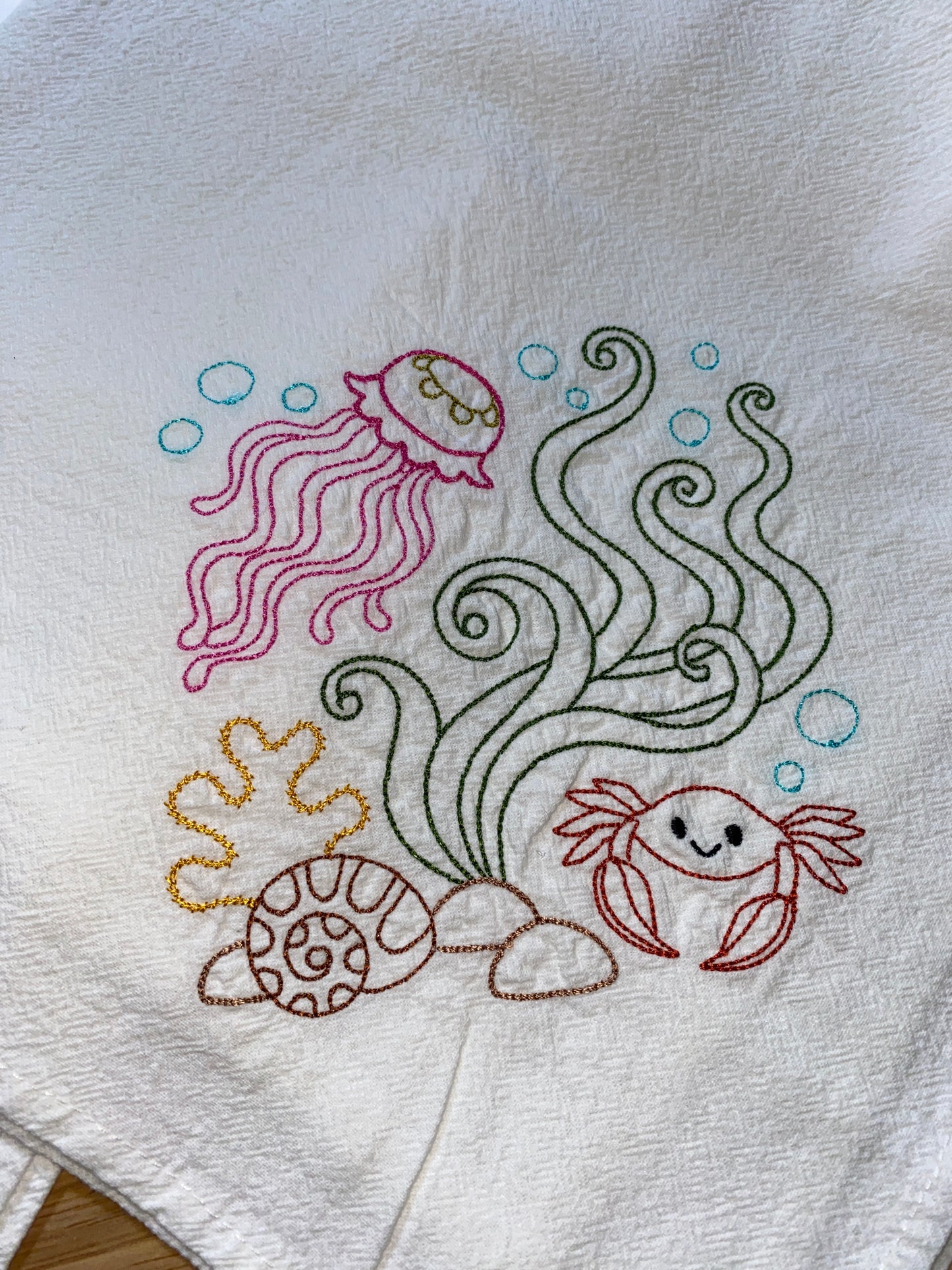 Coral Theme Flour Sack Dish Towels
