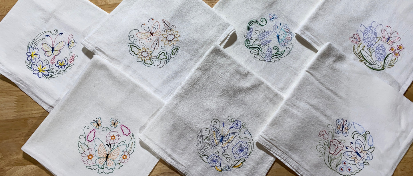 Butterfly Spring Theme Flour Sack Dish Towels